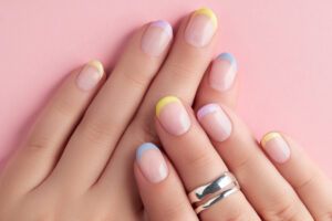 pastel tip french manicure from nail salon